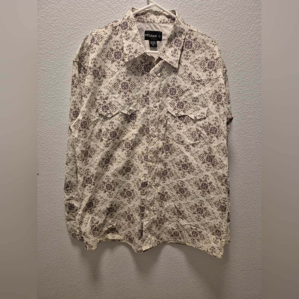 Pelham Mens XXL Long Sleeve Pearl Snap On Buttons Western Cowboy Wear